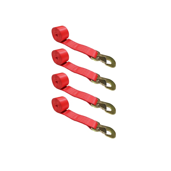 2" x 10' Lasso Strap w/ O Ring Auto Tie Down Wheel Lift Tow Truck Trailer Red, 4PK